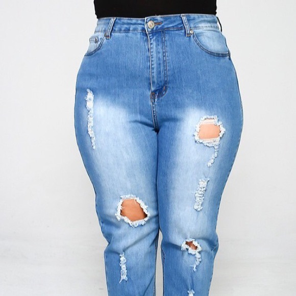 Lt Stone Distressed Jeans - Picture 3 of 5